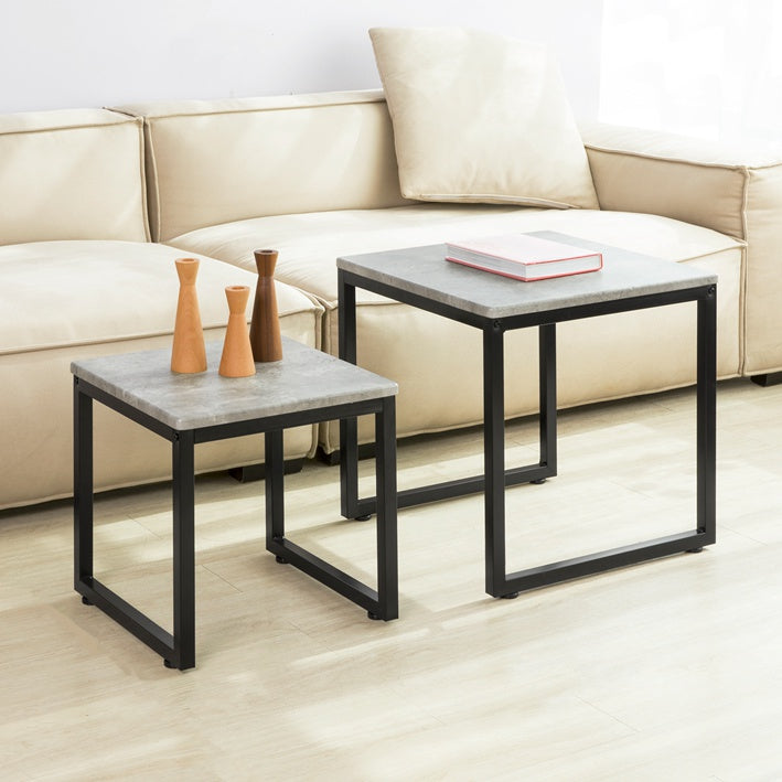 SoBuy | Set di 2 tavolini | Tavolino da caffè | Tavolino da salotto grigio | FBT42-HG