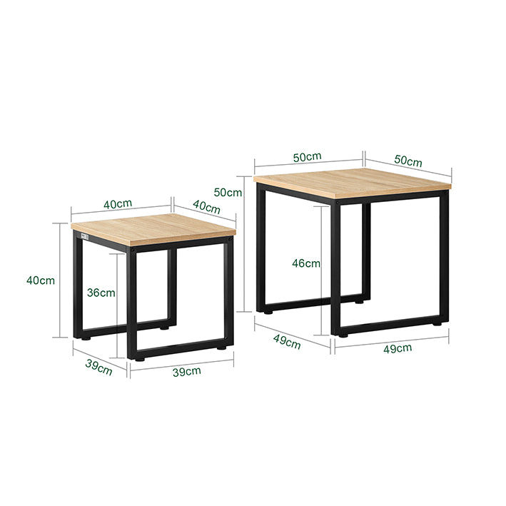 SoBuy | Set di 2 tavolini impilabili | Tavolino da caffè | Tavolino da salotto Nero | FBT42-N