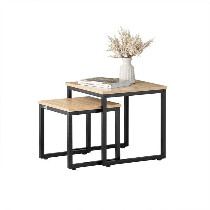 SoBuy | Set di 2 tavolini impilabili | Tavolino da caffè | Tavolino da salotto Nero | FBT42-N
