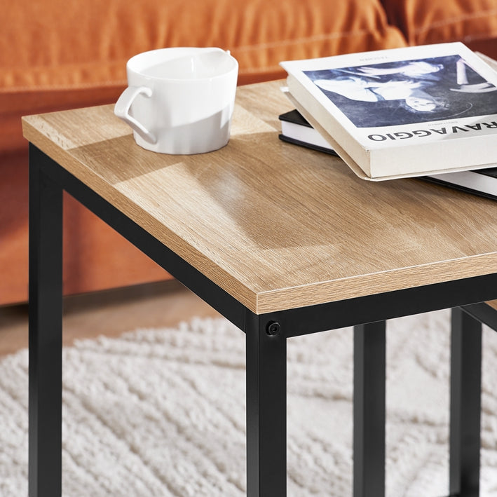 SoBuy | 2 tables gigognes | Table basse | Table de salon noire | FBT42-N