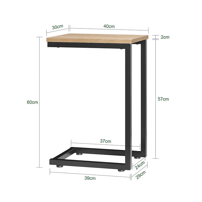 SoBuy | Table d'appoint en métal | Table basse de canapé | Table d'ordinateur portable | Naturel/Noir | FBT44-N