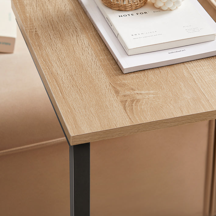 SoBuy | Table d'appoint en métal | Table basse de canapé | Table d'ordinateur portable | Naturel/Noir | FBT44-N