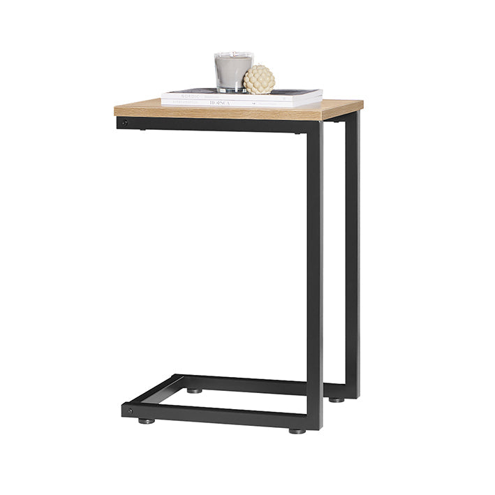 SoBuy | Table d'appoint en métal | Table basse de canapé | Table d'ordinateur portable | Naturel/Noir | FBT44-N
