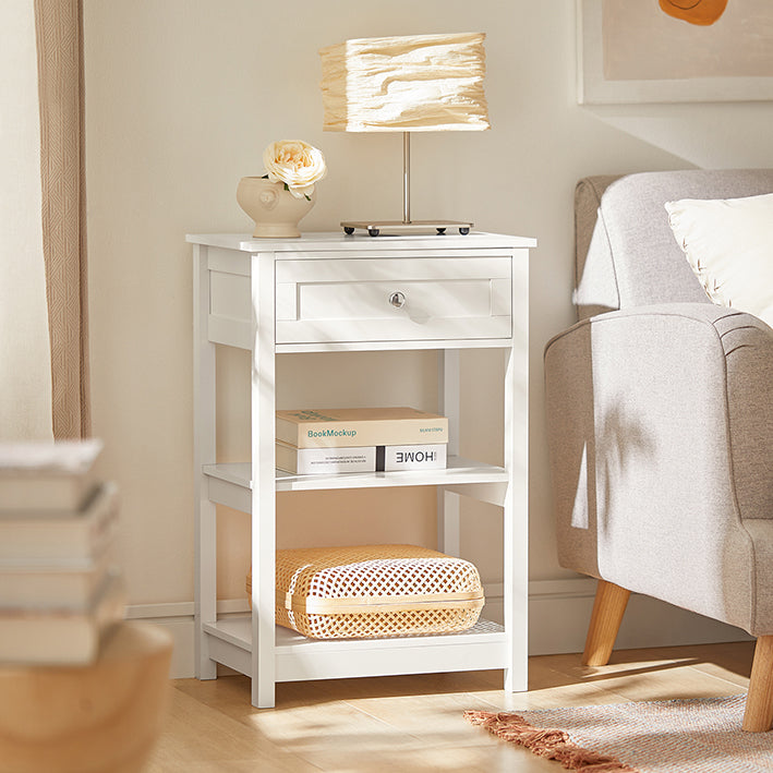 SoBuy | Comodino | Per camera da letto | Tavolino da salotto | Tavolino d'appoggio bianco | FBT46-W