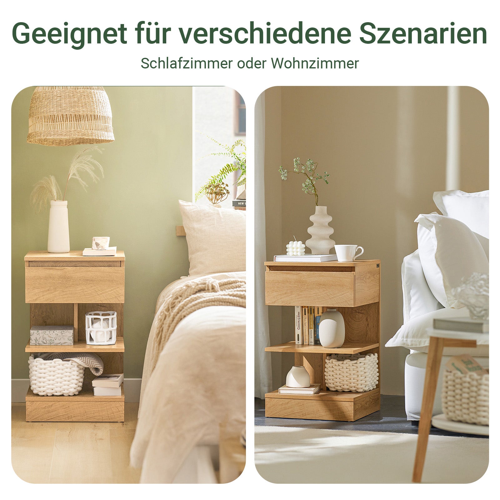 SoBuy | Table de chevet | Table d'appoint | Commode naturelle | FBT49-Nx2