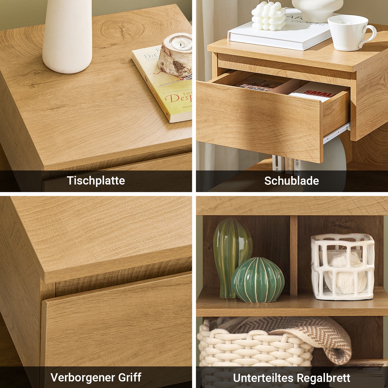 SoBuy | Table de chevet | Table d'appoint | Commode naturelle | FBT49-Nx2