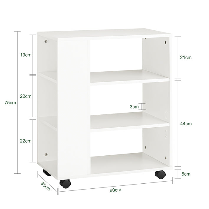 SoBuy | Tavolino Portastampante | Mobile Porta Documenti | Tavolino Salotto Bianco | FBT68-W