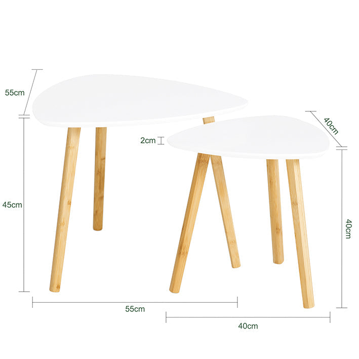 SoBuy | Set di 2 Tavolini da caffè | Tavolini da Salotto | Bianco | FBT74-W