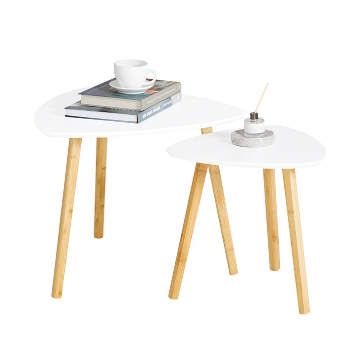 SoBuy | Set di 2 Tavolini da caffè | Tavolini da Salotto | Bianco | FBT74-W