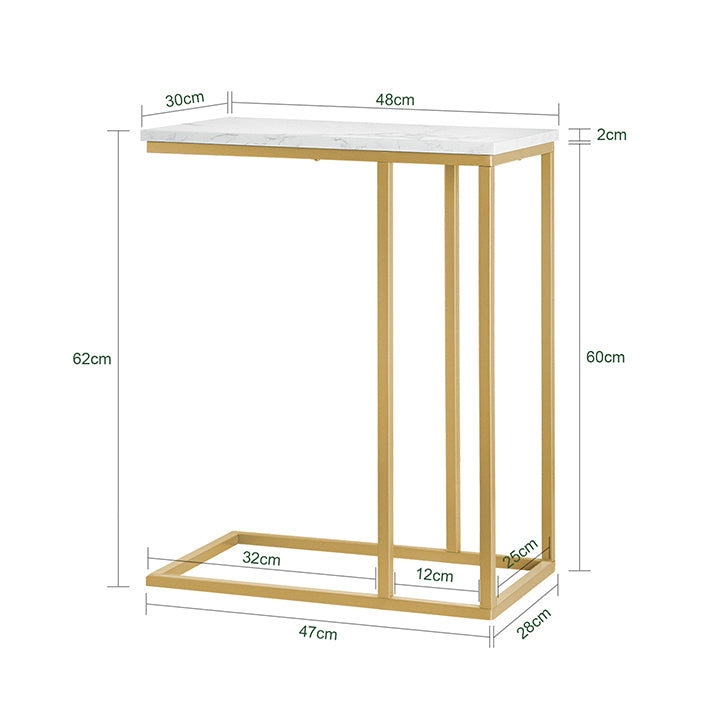 SoBuy | Beistelltisch | Pflegetisch mit goldenem Metallgestell | Couchtisch Sofa | FBT87-G