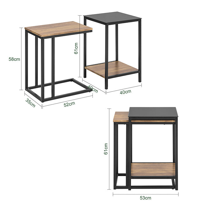 SoBuy | 2 tables gigognes | Table basse de salon | Table basse | Table d'appoint | FBT99-F