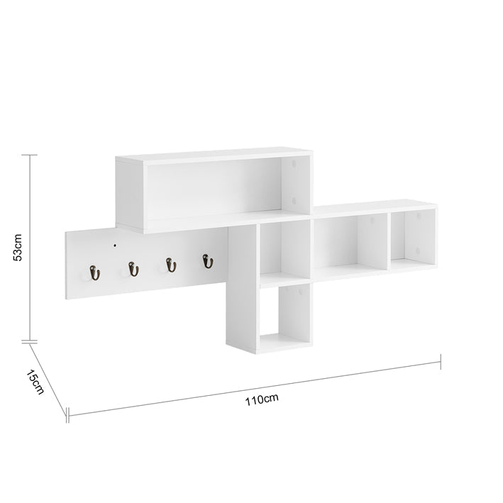 SoBuy | Appendiabiti da parete | Scaffale pensile | Attaccapanni da ingresso Bianco | FHK17-W