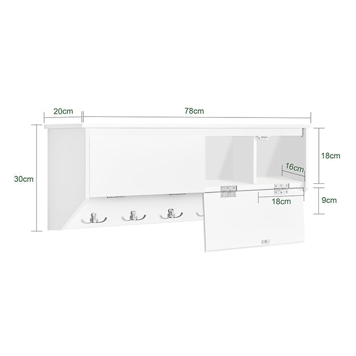 SoBuy | Portemanteau mural | Étagère suspendue | Meuble d'entrée blanc | FHK24-W
