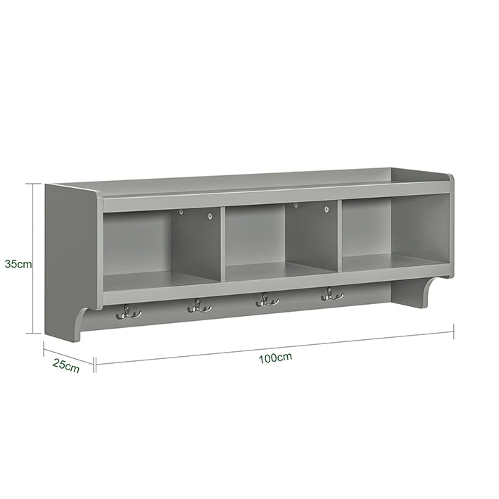 SoBuy | Appendiabiti da parete | Scaffale pensile | Attaccapanni da ingresso grigio chiaro | FHK28-HG