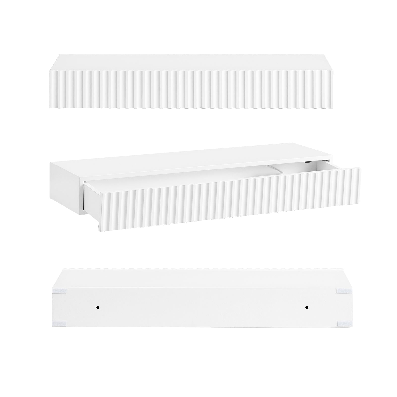 Vorverkauf | SoBuy | Schweberegal | mit Schublade | LED-Bewegungssensor-Licht | Wandschublade | Wandregal Weiß | FHK38-W