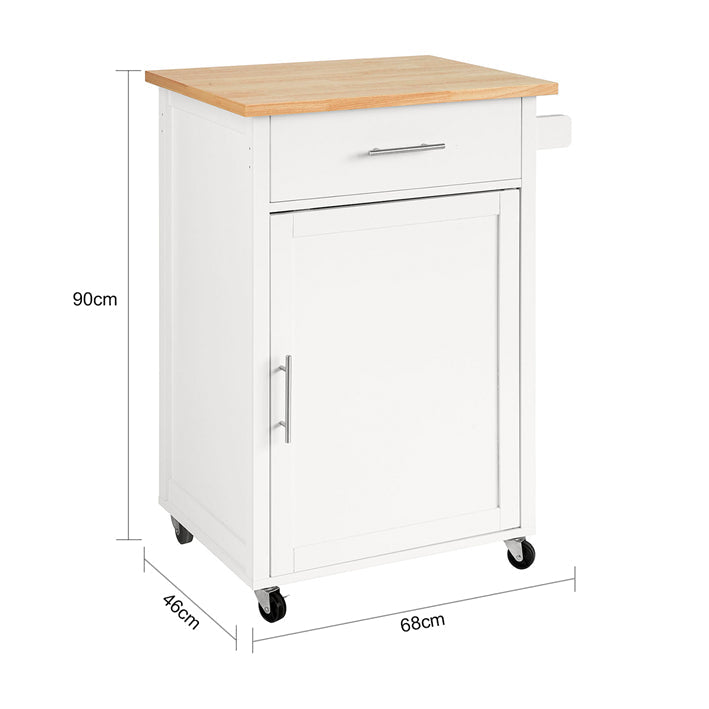 SoBuy | Desserte de Cuisine | Chariot de Service | Desserte Roulante | Blanc-Naturel | FKW102-WN