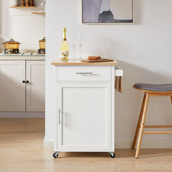 SoBuy | Carrello da cucina | Carrello di servizio | Carrello portaoggetti | Bianco-Naturale | FKW102-WN