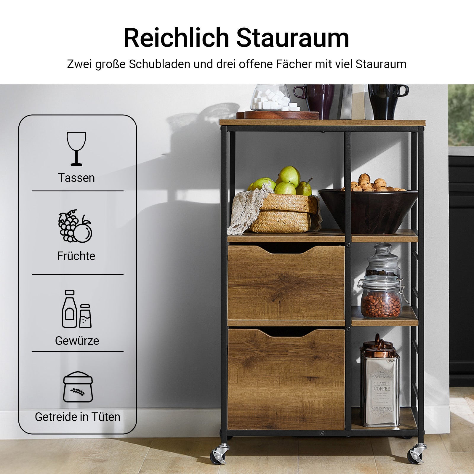 SoBuy | Chariot de service | Meuble de cuisine | Meuble multifonction | FKW111-PF