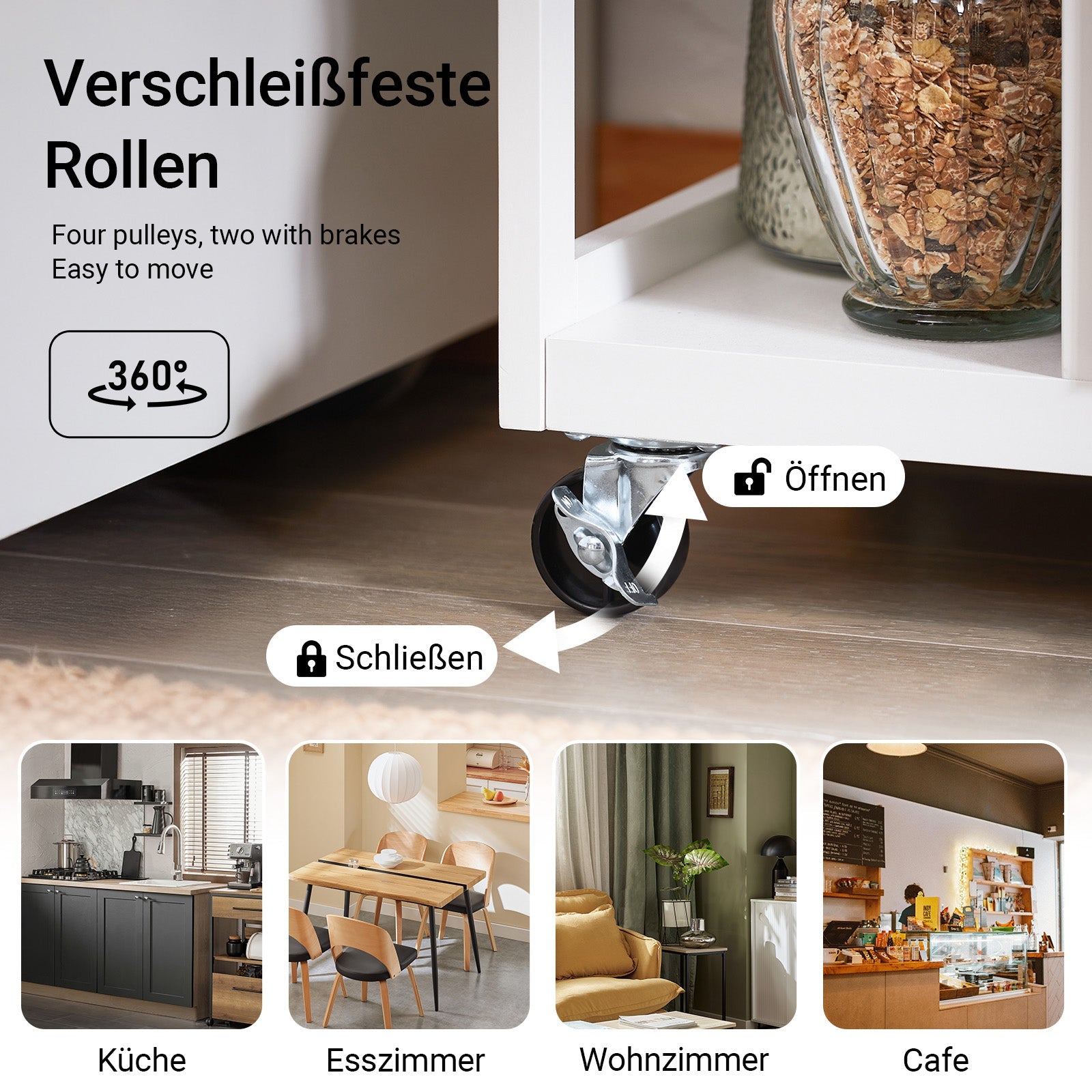 SoBuy | Carrello da cucina con 2 cassetti | Carrello di servizio | Bianco e naturale | FKW111-WN