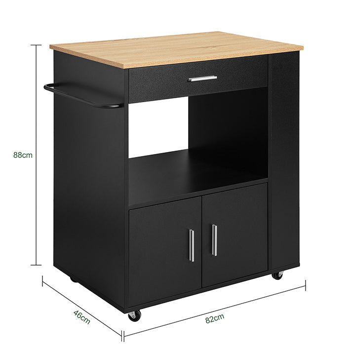 SoBuy Chariot de cuisine Desserte roulante pour cuisine, salon, salle à manger noir 82x88x46cm FKW113-SCH