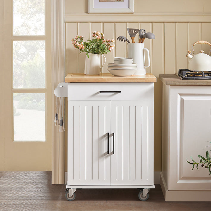 SoBuy | Chariot de cuisine | Chariot à roulettes | Meuble de cuisine | Chariot de service | Blanc naturel | FKW119-WN