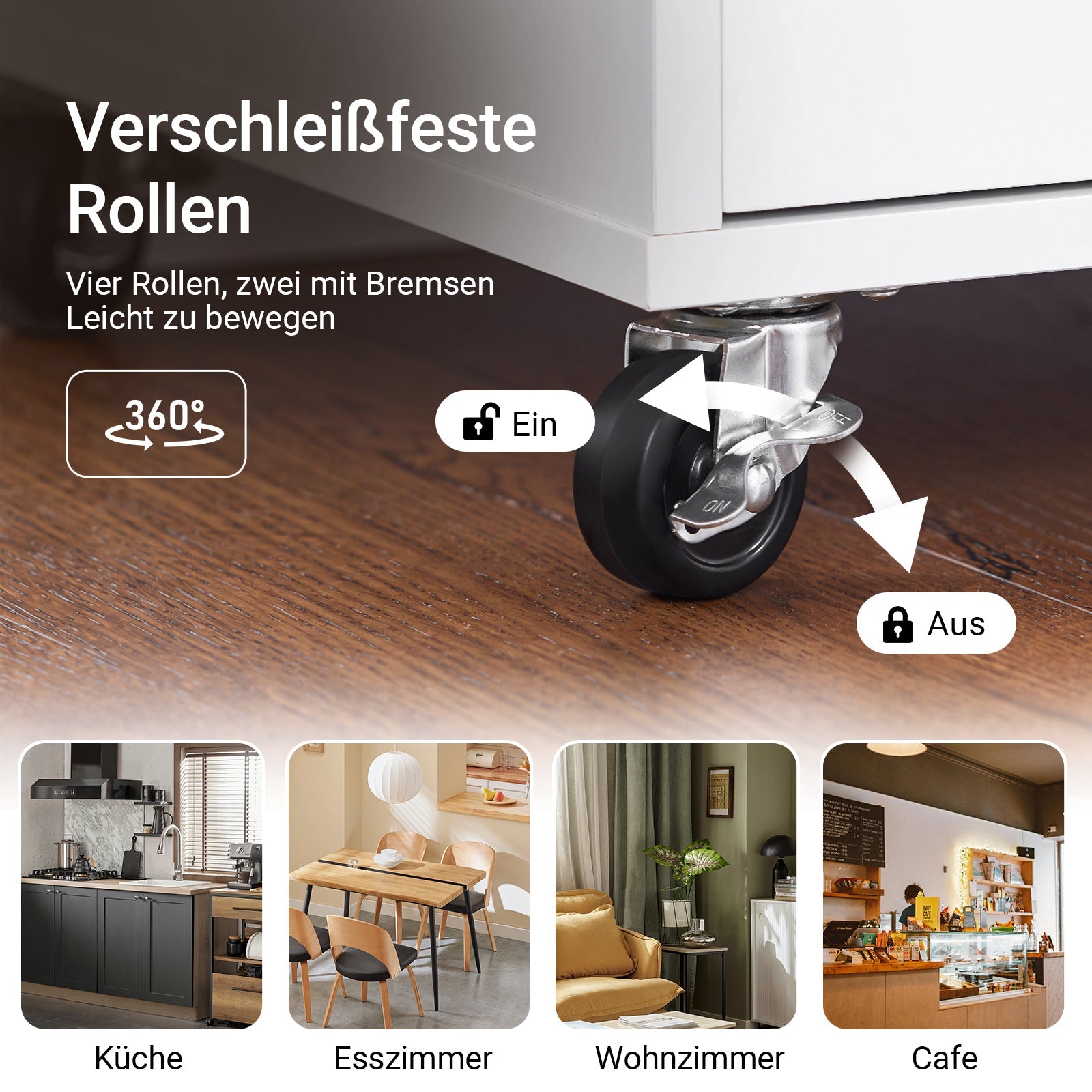 SoBuy | Carrello da cucina con piano di lavoro | Carrello di servizio con ruote | Bianco | 72x84x40cm FKW123-WN