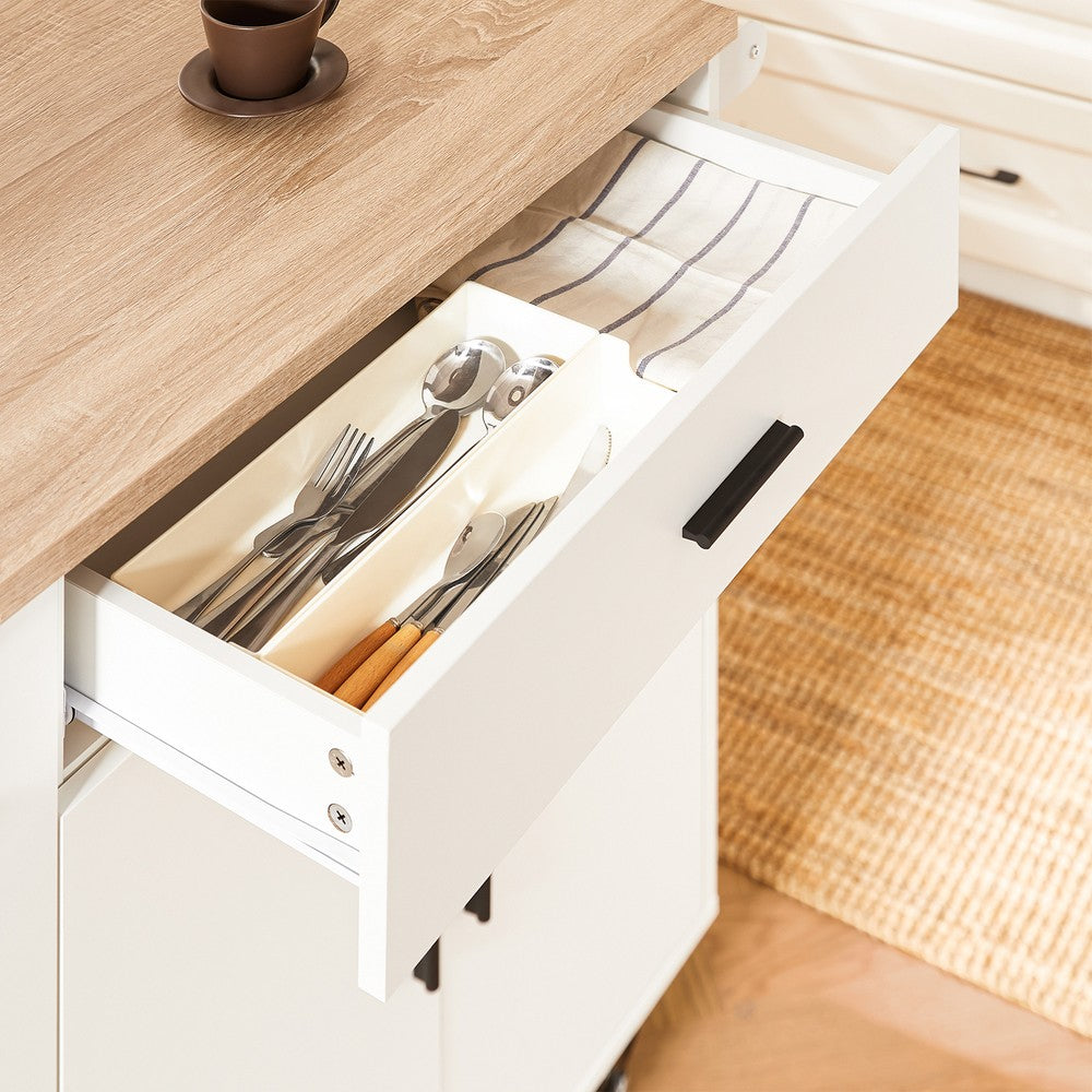 SoBuy | Kücheninsel | mit Gewürzregal | Sideboard | Weiß | 105x92x46cm | FKW126-WN
