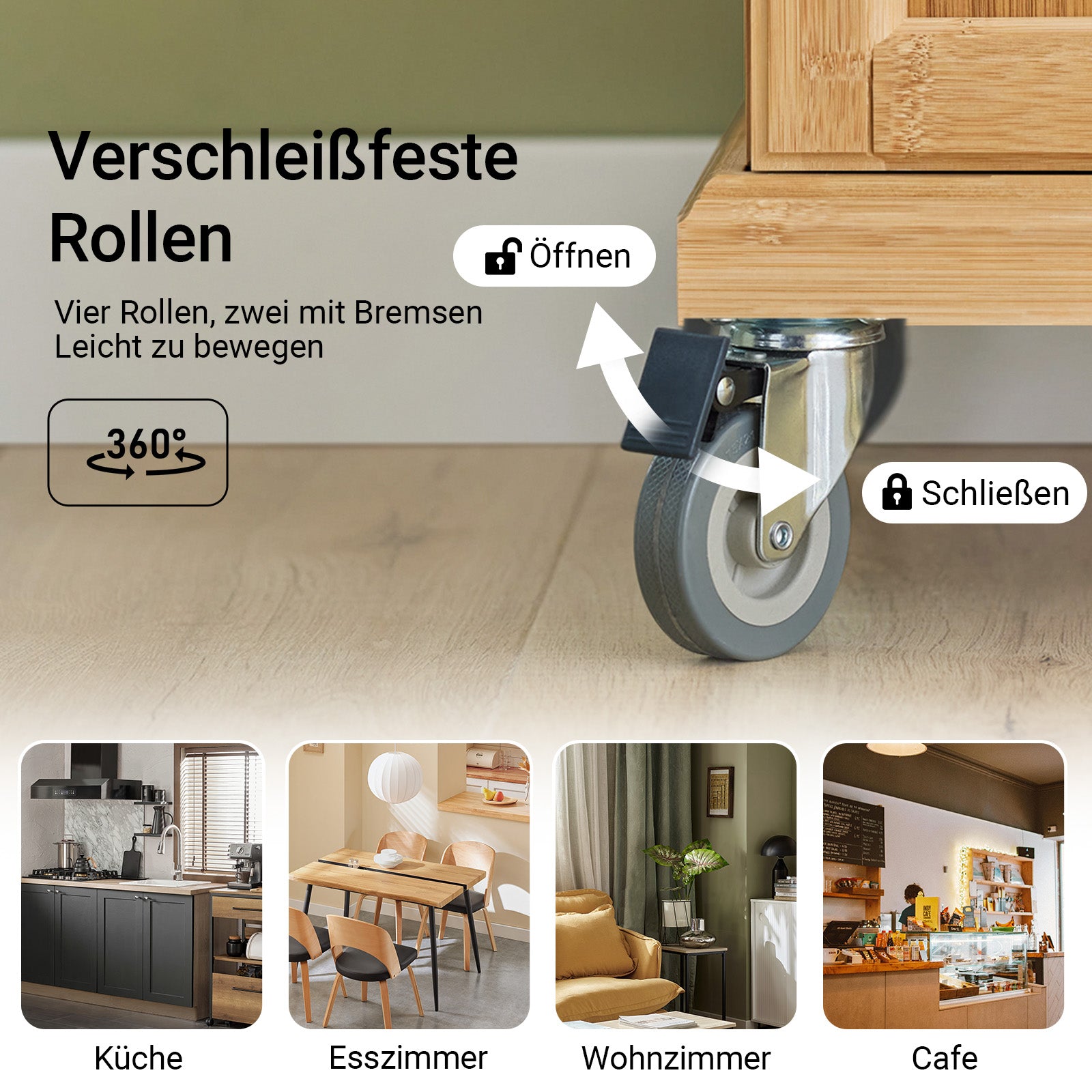 SoBuy | Chariot de cuisine | Meuble de cuisine en bambou | Chariot de service | FKW13-N