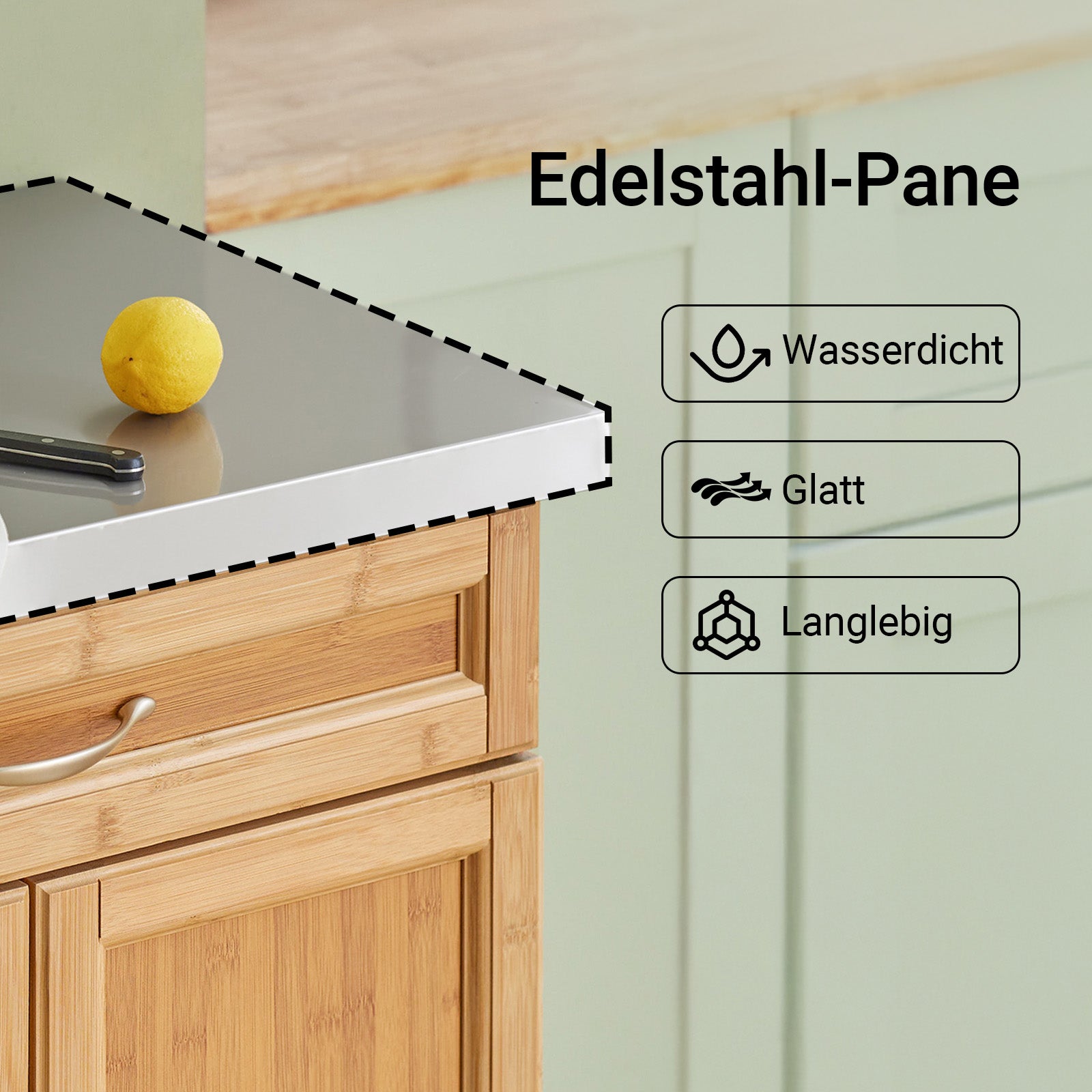 SoBuy | Chariot de cuisine | Meuble de cuisine en bambou | Chariot de service | FKW13-N