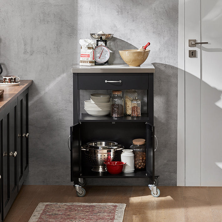 SoBuy Carrello da Cucina Carrello di Servizio in Acciaio Inox Nero 60x92x45cm FKW22-SCH