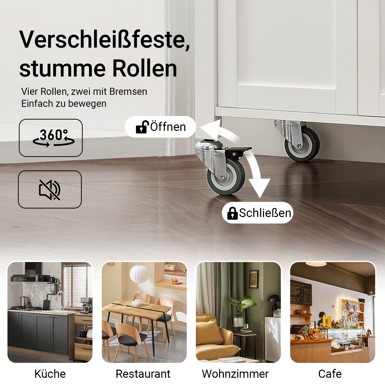 SoBuy | Chariot de service | en bois d'hévéa | Blanc naturel | 60 x 92 x 45 cm | FKW22-WN