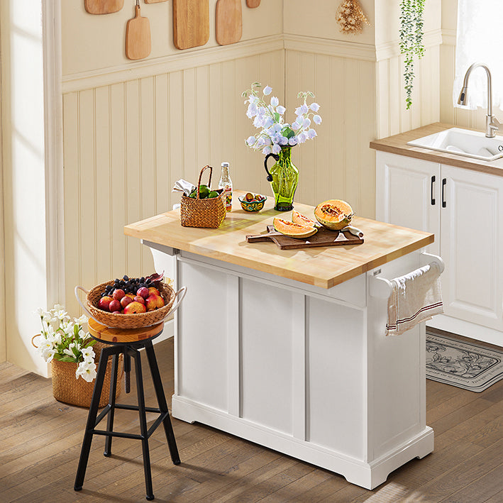 SoBuy | Îlot de cuisine | Chariot de cuisine avec plan de travail extensible | Meuble de cuisine blanc | FKW41-WN