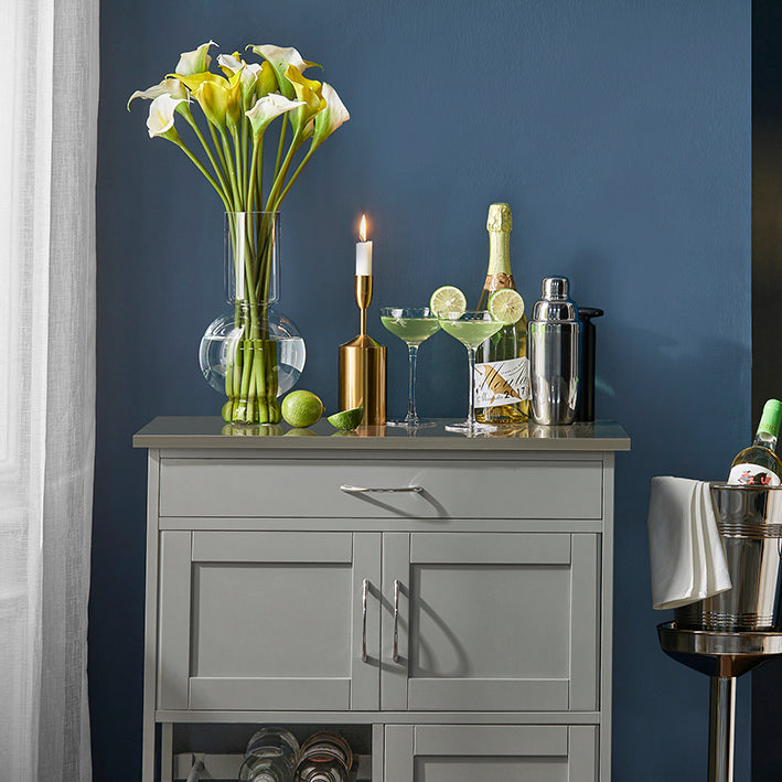 SoBuy Carrello da Cucina con Portabottiglie Grigio Chiaro 67x86x38cm FKW45-HG