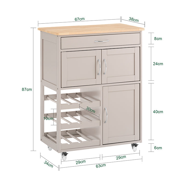 Prevendita | SoBuy | Carrello da cucina con ruote | Kaki | 67x86x38cm | FKW45-KA