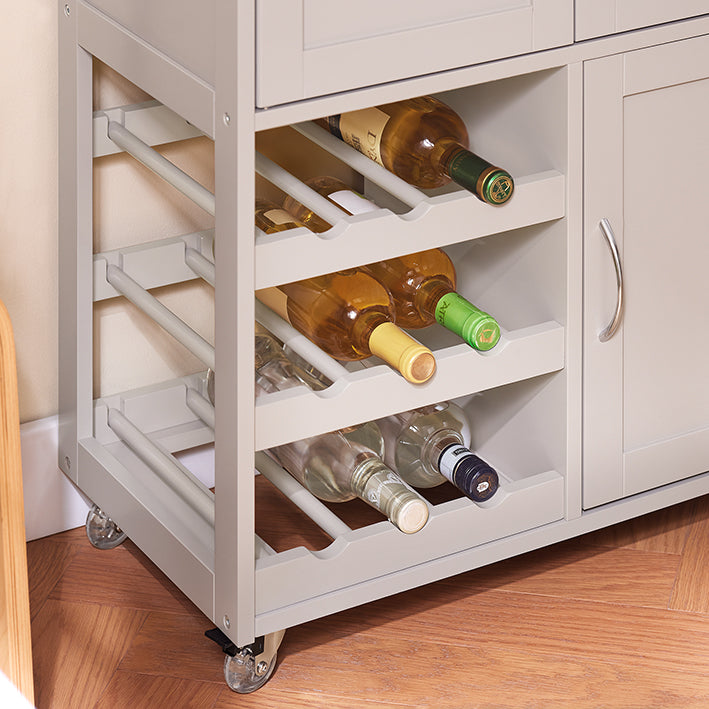 SoBuy | Chariot de service | avec étagères à bouteilles | Chariot de cuisine | Kaki | 67 x 86 x 38 cm | FKW45-KA