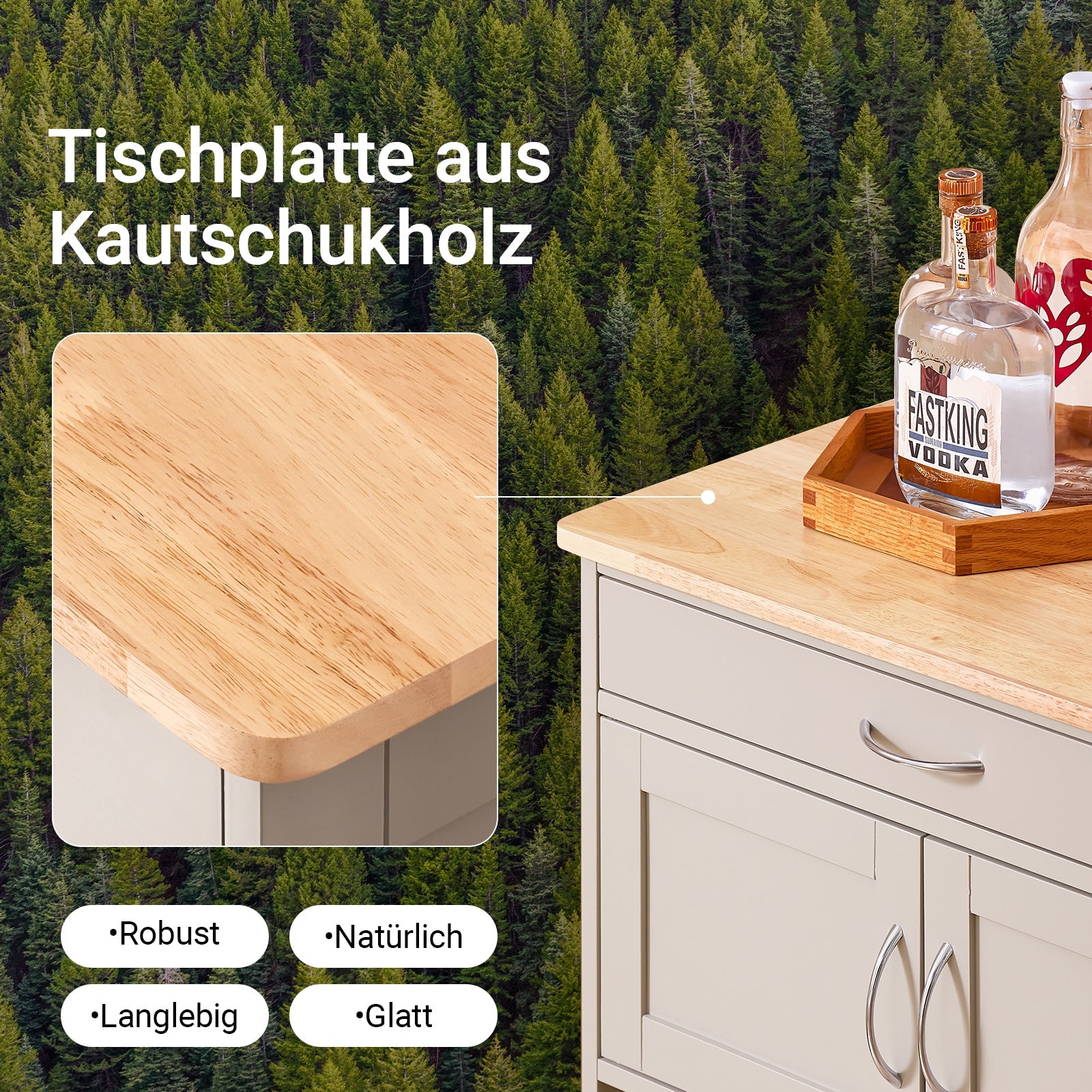 Prevendita | SoBuy | Carrello da cucina con ruote | Kaki | 67x86x38cm | FKW45-KA