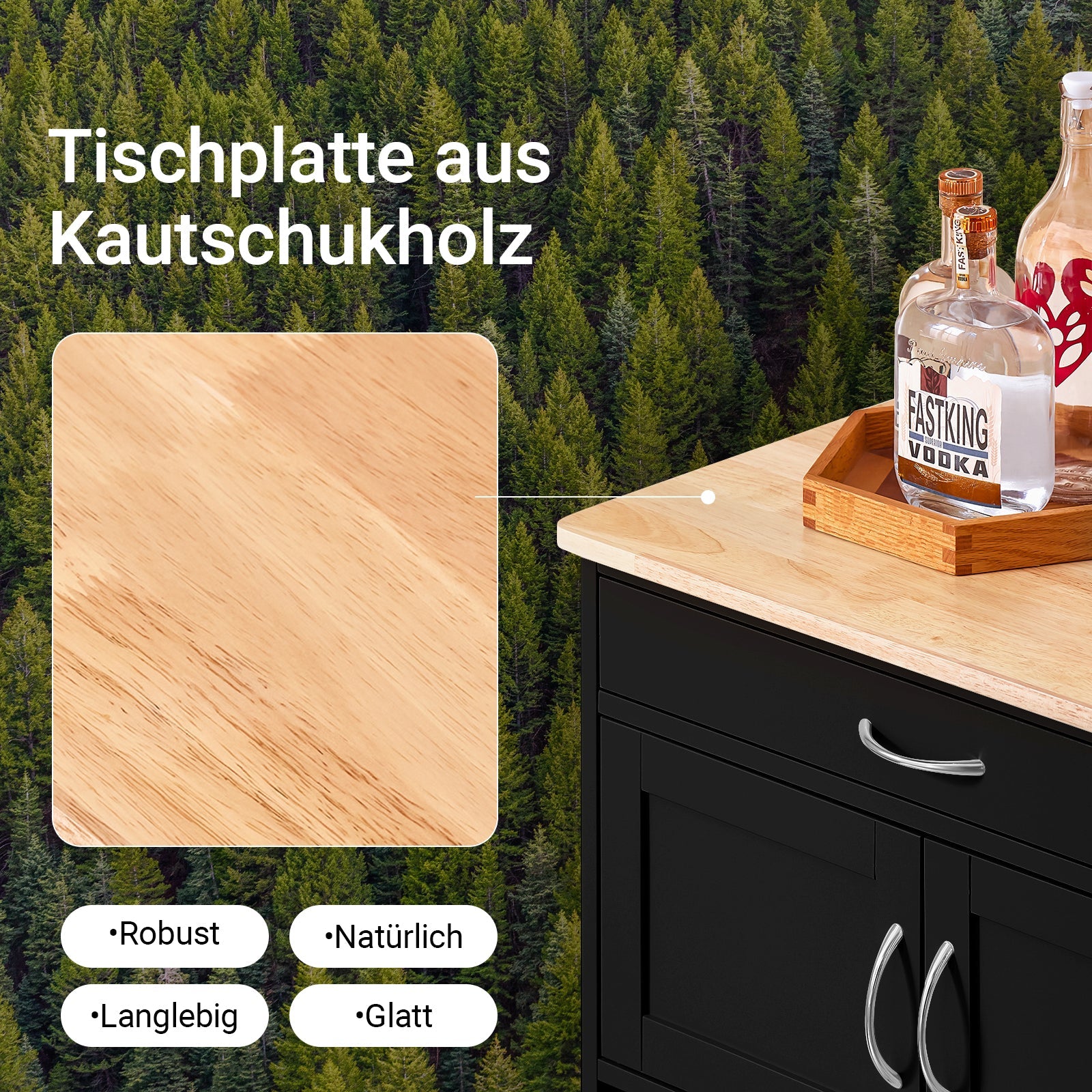 SoBuy Carrello da Cucina con Portabottiglie Nero 67x87x38cm FKW45-SCH
