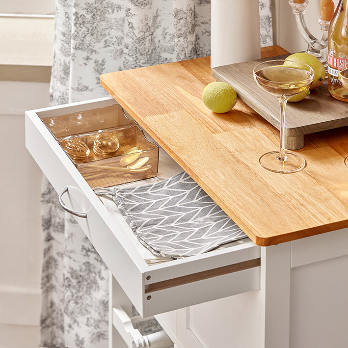 SoBuy Chariot de service avec casiers à bouteilles Desserte de cuisine Blanc 67x86x38cm FKW45-WN