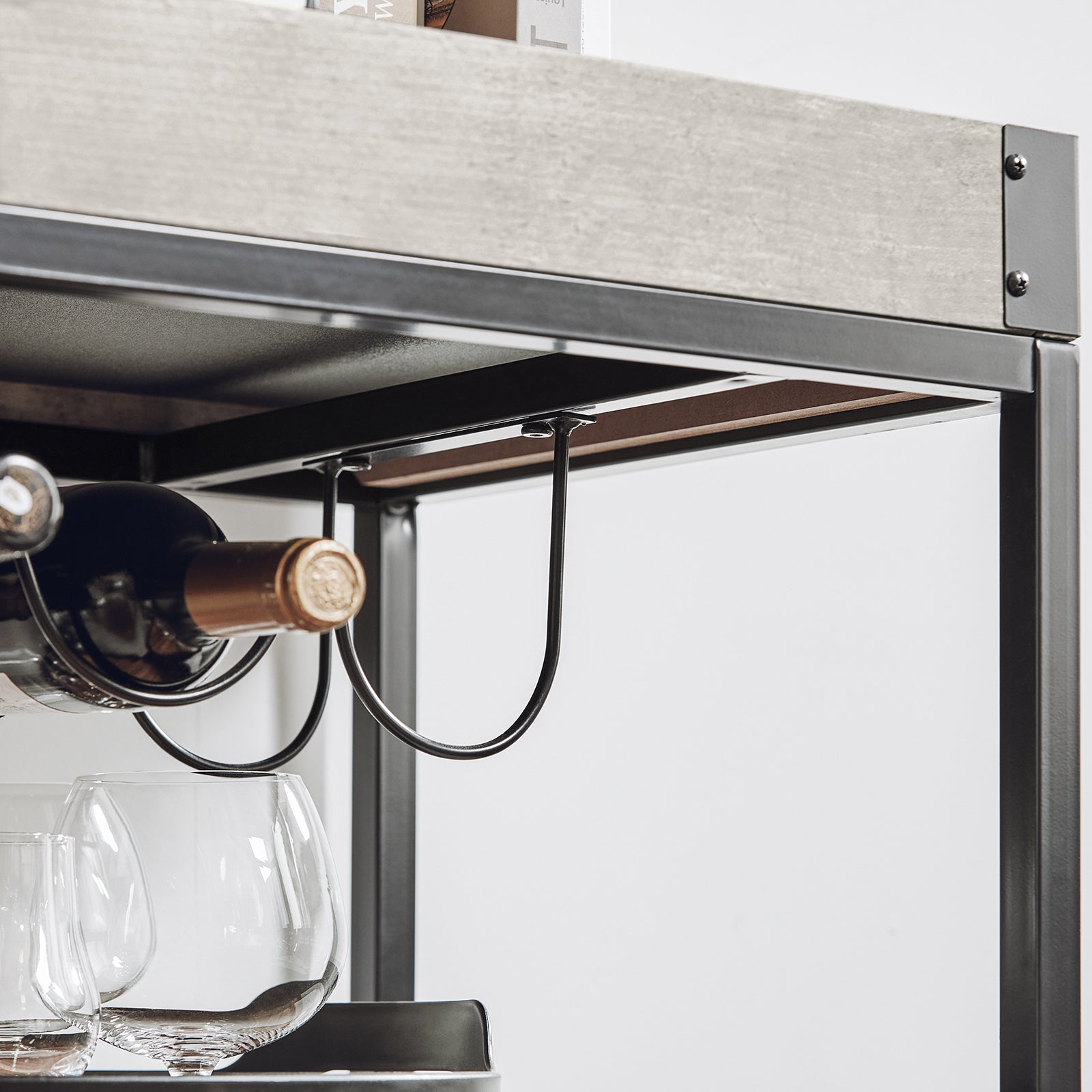 SoBuy | Chariot de service avec plateau amovible | Chariot de cuisine, béton, gris clair | FKW56-HG