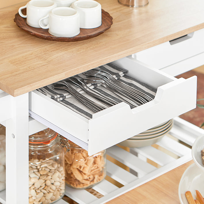 SoBuy | Chariot de cuisine | Buffet | Desserte Blanc | FKW68-WN