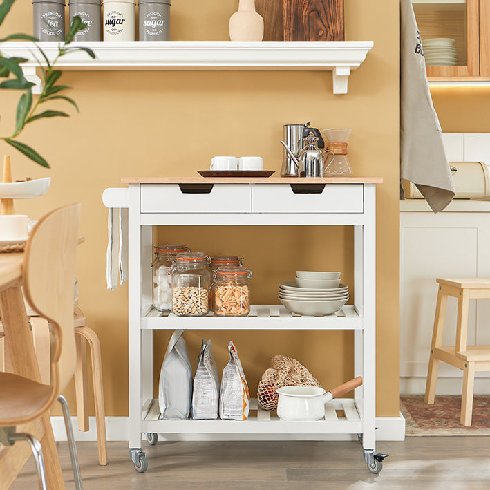 SoBuy | Carrello da cucina | Credenza | Carrello di servizio Bianco | FKW68-WN