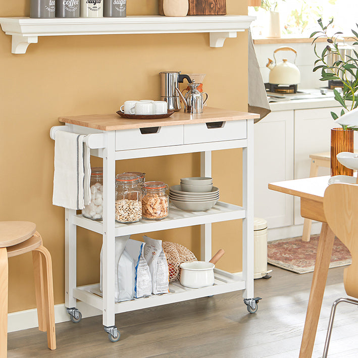 SoBuy | Carrello da cucina | Credenza | Carrello di servizio Bianco | FKW68-WN
