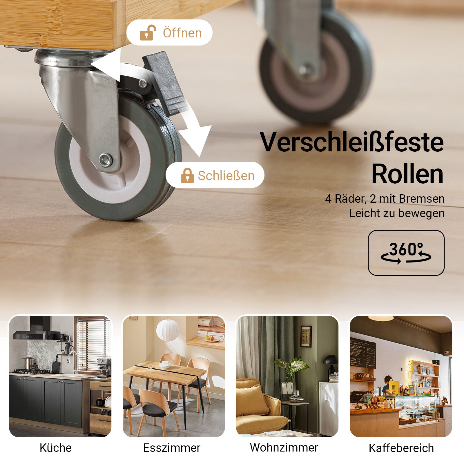 SoBuy | Îlot de cuisine | Desserte de cuisine avec plan de travail en acier inoxydable | Meuble de cuisine en bambou | FKW70-N