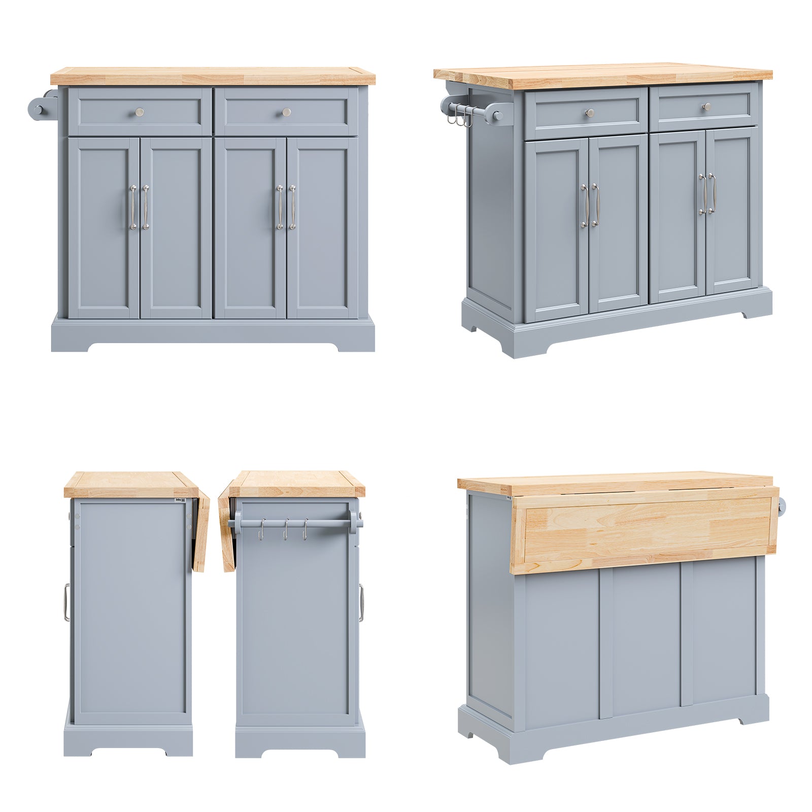 SoBuy | Îlot de cuisine | Chariot de cuisine avec plan de travail extensible | Meuble de cuisine | FKW71-II-HG