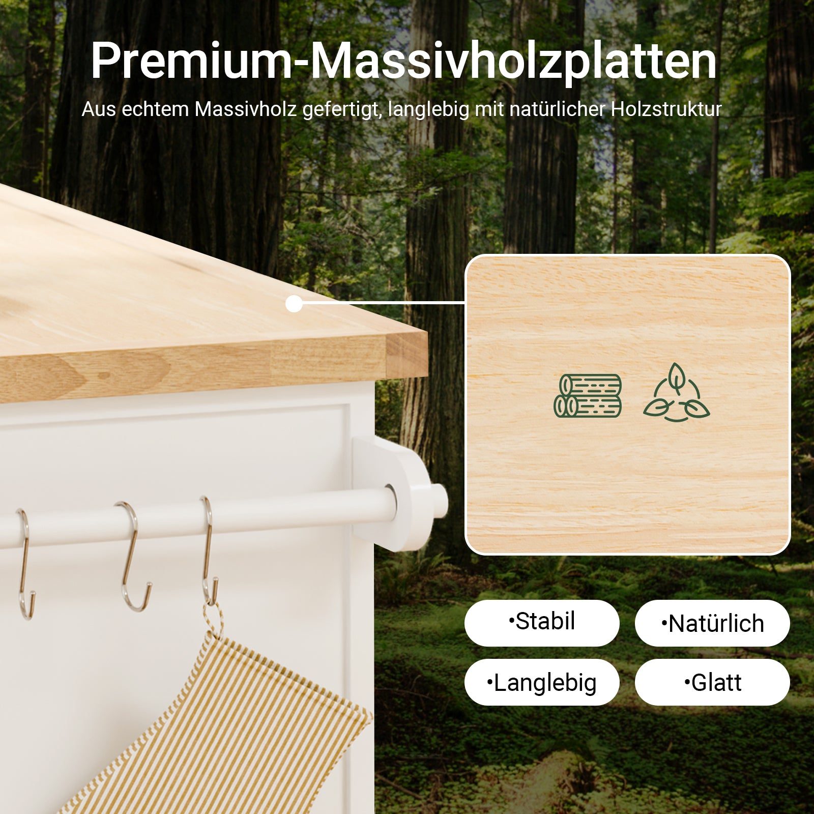 SoBuy | Îlot de cuisine | Chariot de cuisine avec plan de travail extensible | Meuble de cuisine blanc | FKW71-II-WN