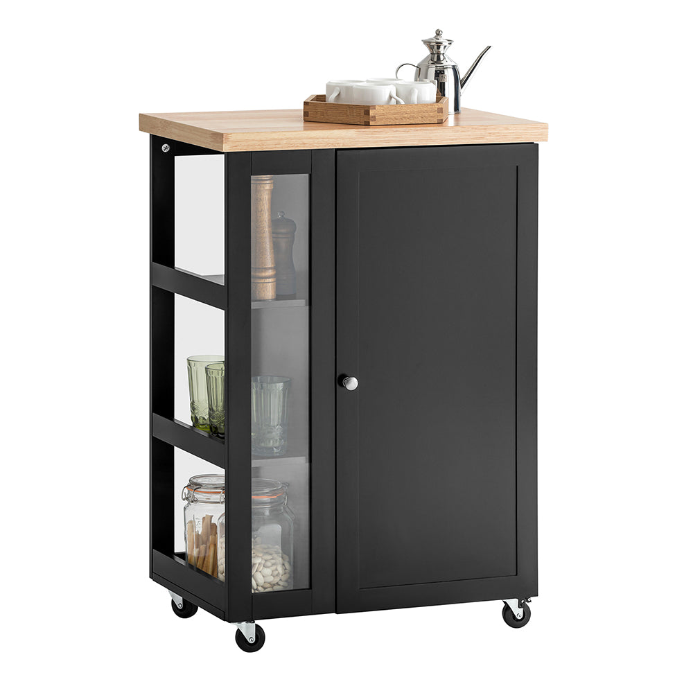 SoBuy Küchenwagen mit 3 Ablagefächern Schwarz 60x90x40cm FKW75-SCH