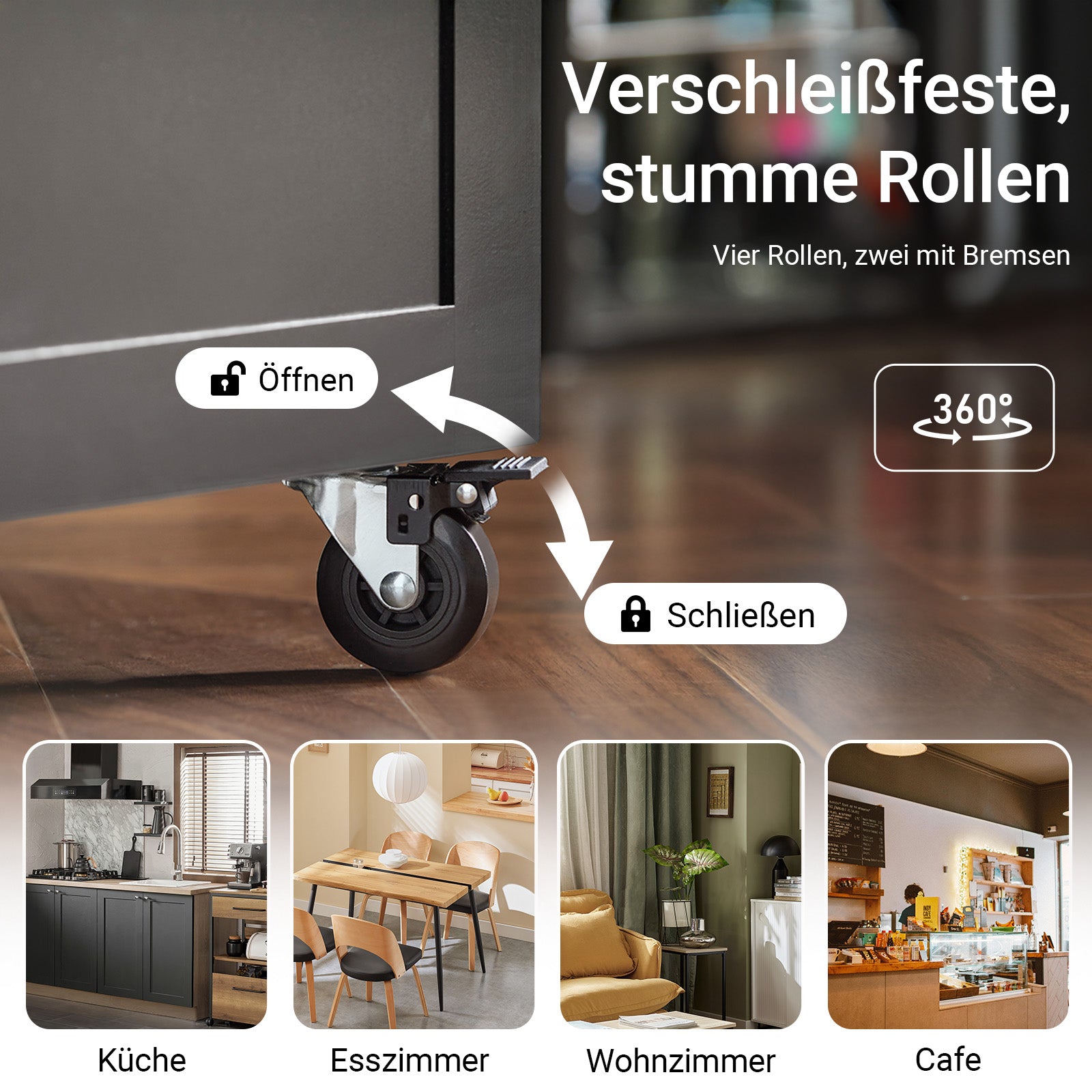 SoBuy Küchenwagen mit 3 Ablagefächern Schwarz 60x90x40cm FKW75-SCH