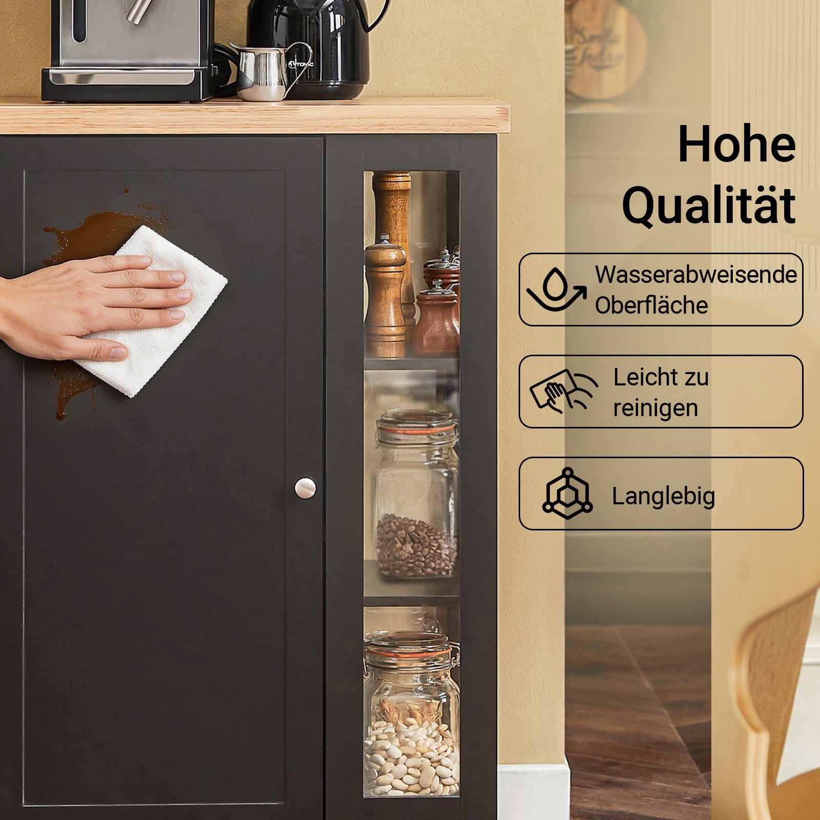 SoBuy Küchenwagen mit 3 Ablagefächern Schwarz 60x90x40cm FKW75-SCH