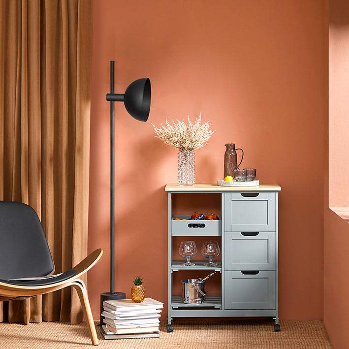 Chariot de cuisine SoBuy, desserte pour cuisine et salle à manger, gris clair, 67 x 84,5 x 37 cm, référence FKW79-HG