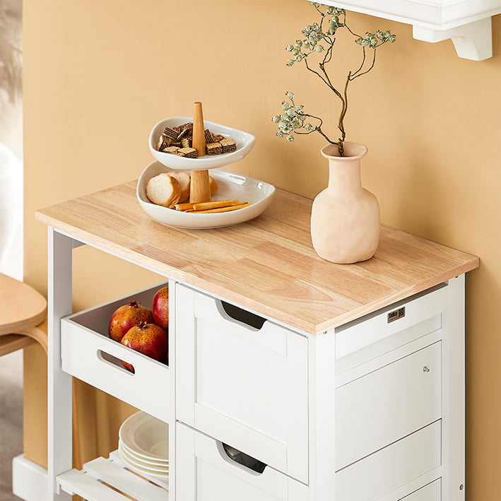 SoBuy | Chariot de service | Pour la cuisine et la salle à manger | Blanc | 68 x 85 x 38 cm | FKW79-W